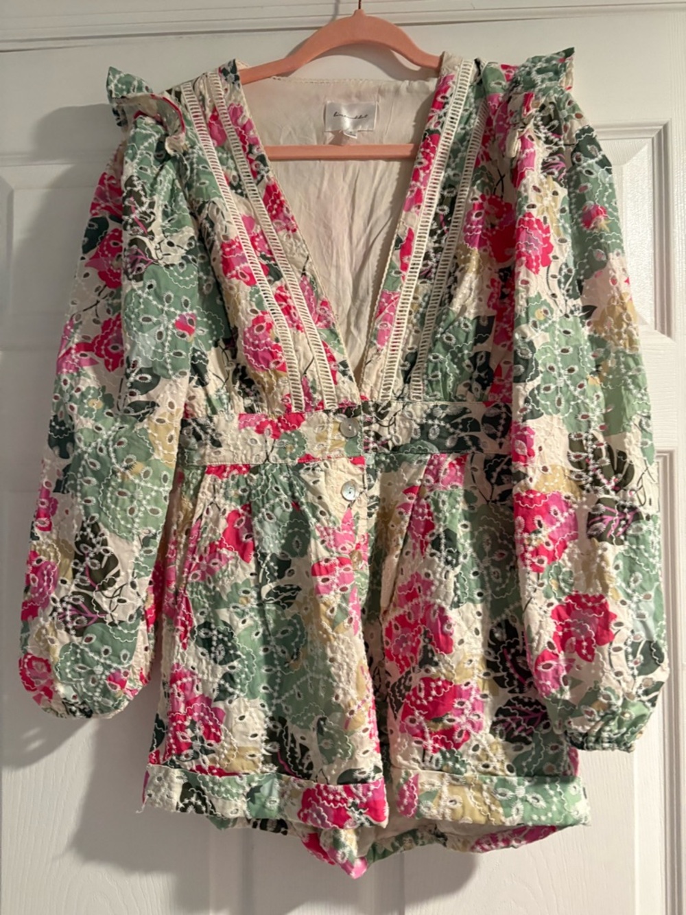 Line and Dot floral romper - Picture 2 of 8